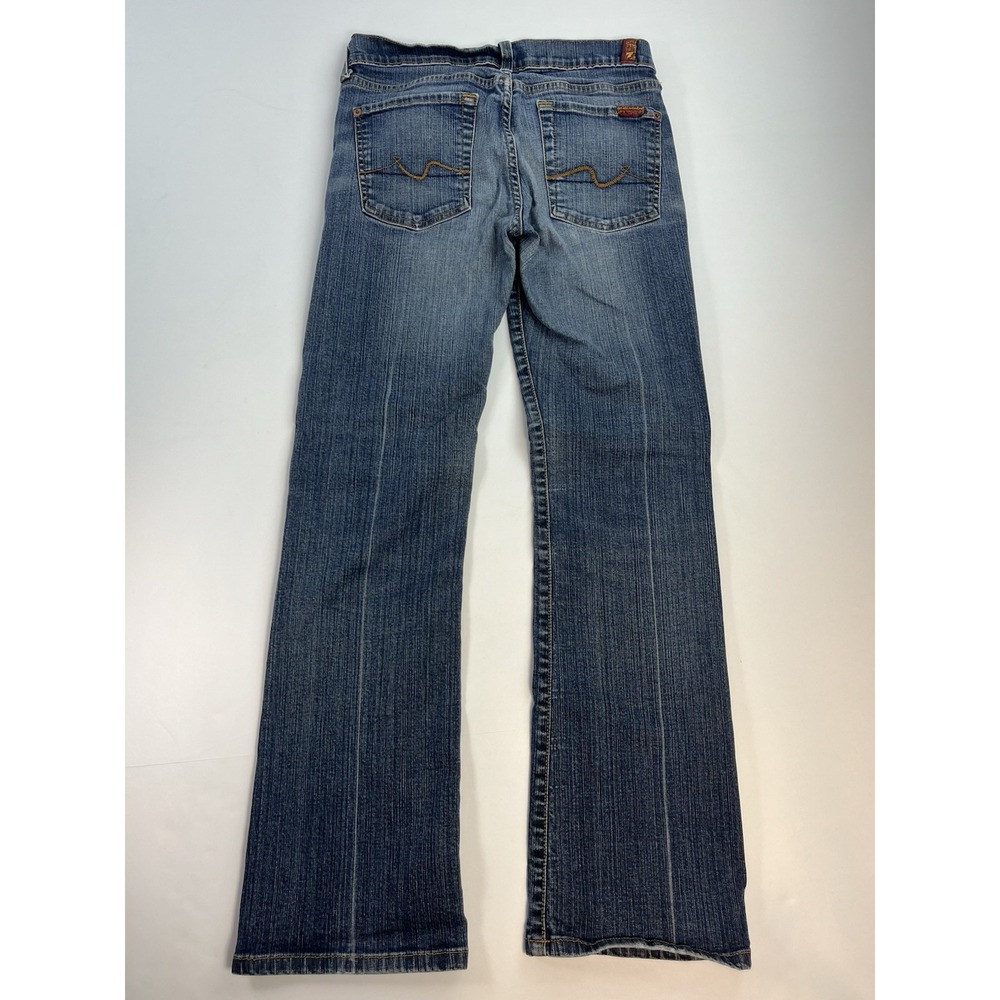 7 For All Mankind Bootcut Jeans Medium Wash Blue Denim Low Rise Womens Size 27 - Picture 6 of 9